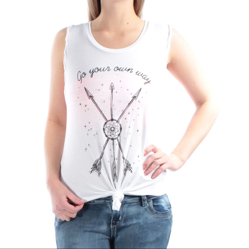 Rebellious One | Tribal Graphic Sleeveless Shirt Knotted Boho Muscle Tank